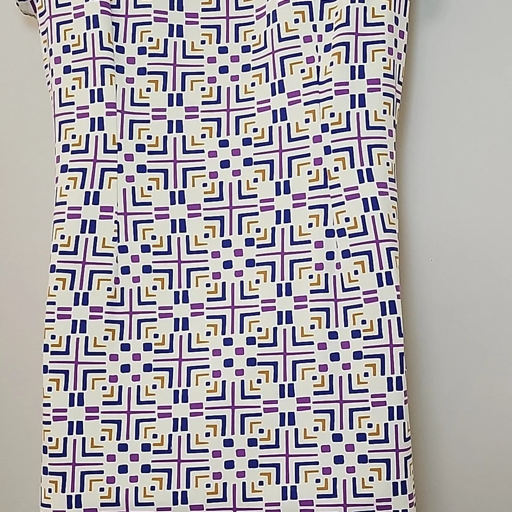 J McLaughlin Geometric Patterned Dress - Purple and White Size Large - Picture 10 of 16